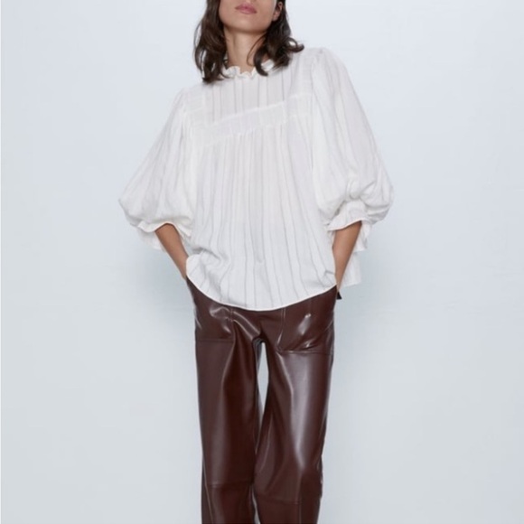 Zara high ruffled collar blouse EUC - Picture 1 of 10